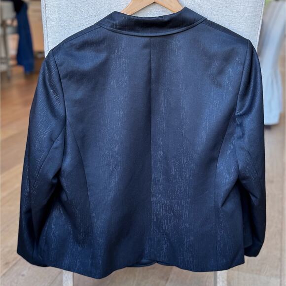 Le Suit 2-Button Evening Blazer Black on Black Metallic Thread Detail Sz 18W - Picture 3 of 11